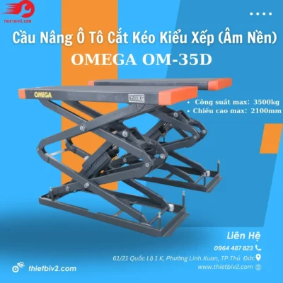 Cầu Nâng Ô Tô Cắt Kéo Kiểu Xếp Âm Nền OMEGA OM 35D