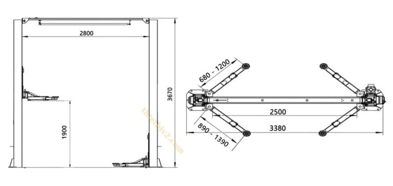 banvekythuatcaunang2truomegaom40h1 thietbiv2com Bản vẽ kỹ thuật cầu nâng 2 trụ Omega OM 40H 1