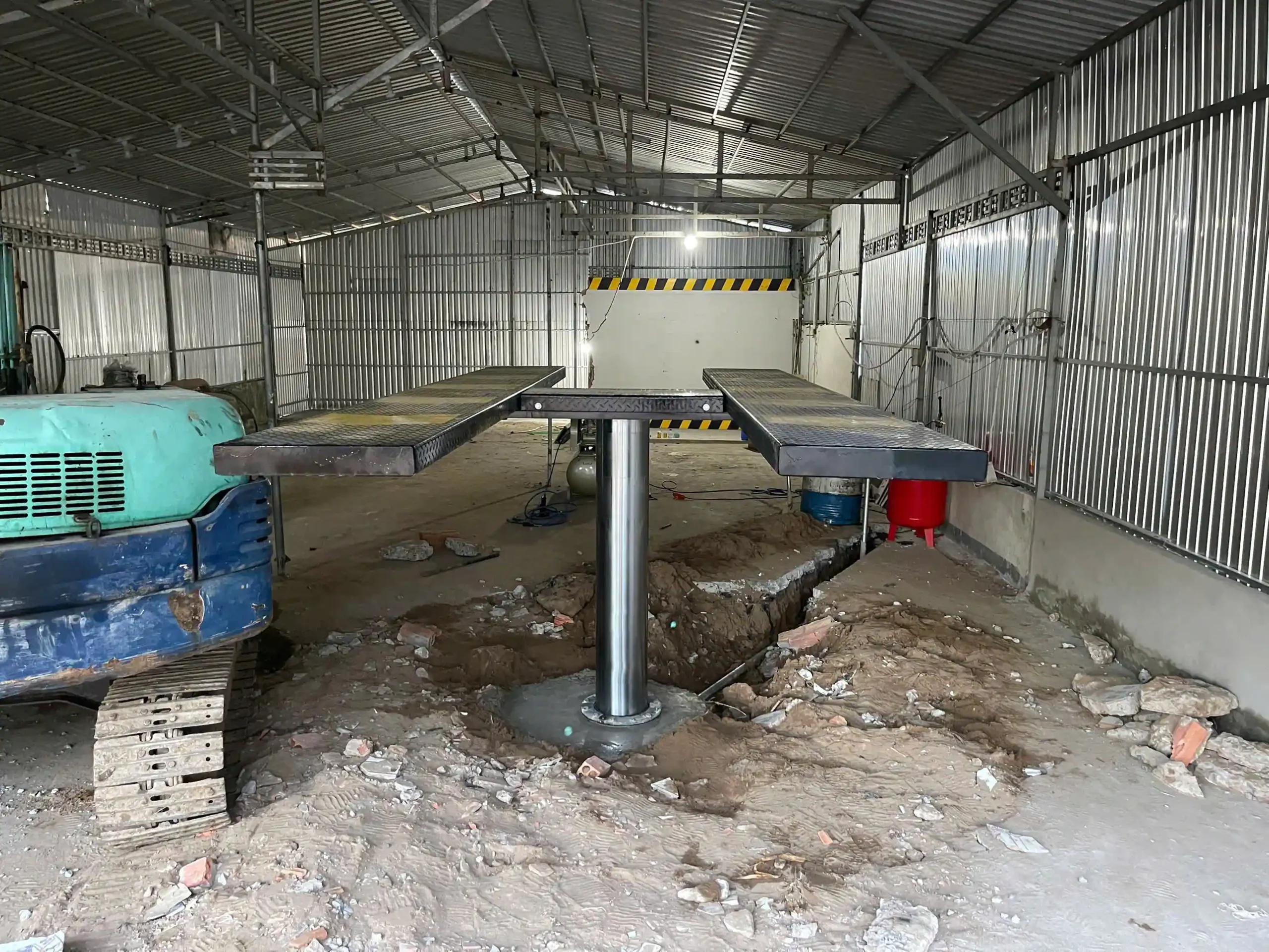 Quá trình thi công lắp đặt cầu nâng 1 trụ rửa xe